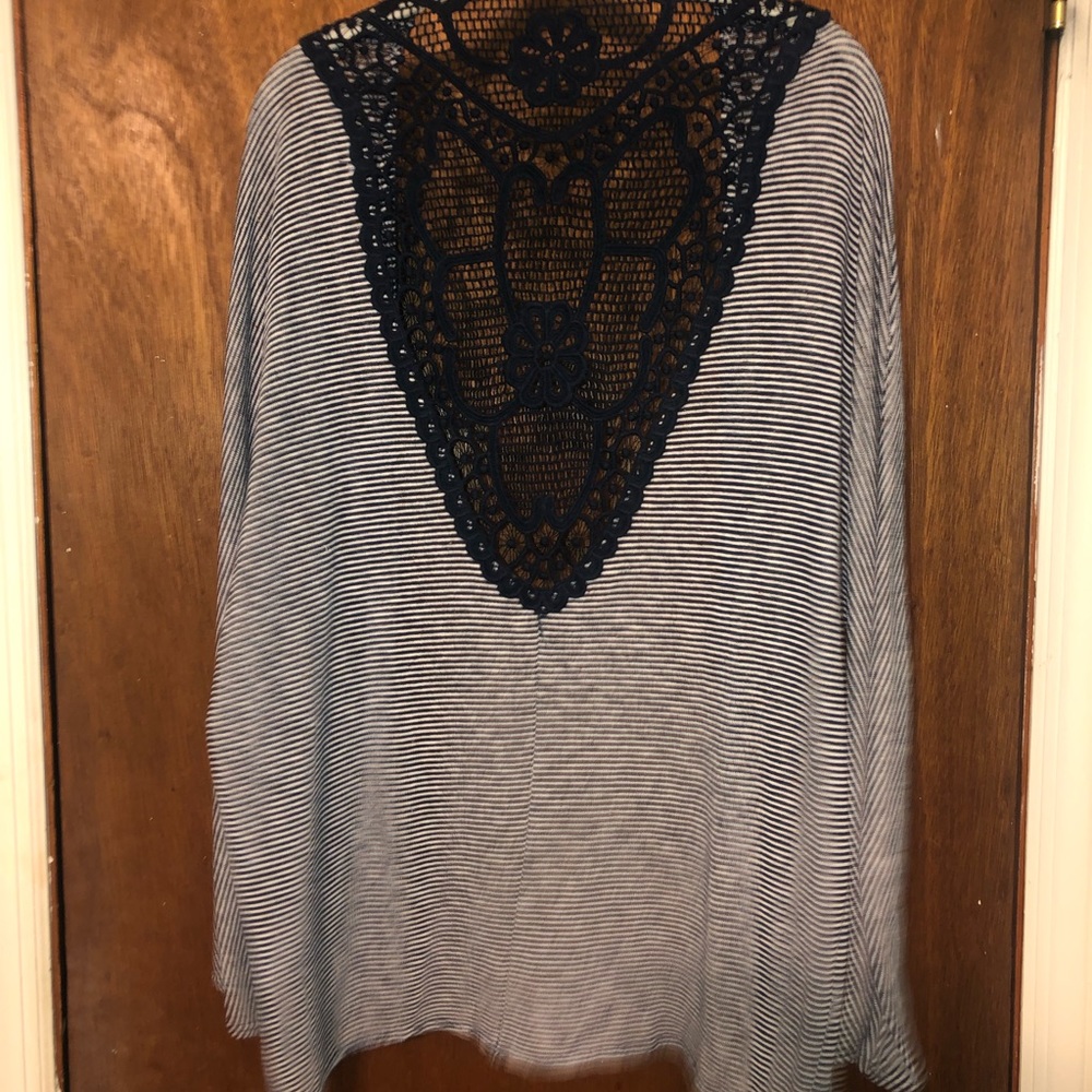Blue and white striped cardigan